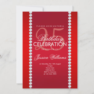 Elegant Diamond Jeweled Ruby Red Birthday Invitation