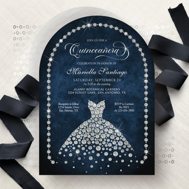 Elegant Diamond Jewels Quinceanera Invitation (Creator Uploaded)