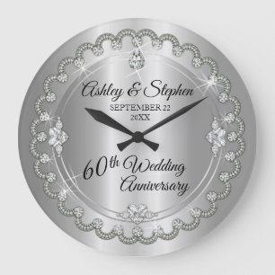Elegant Diamond Jubilee 60th Wedding Anniversary Large Clock