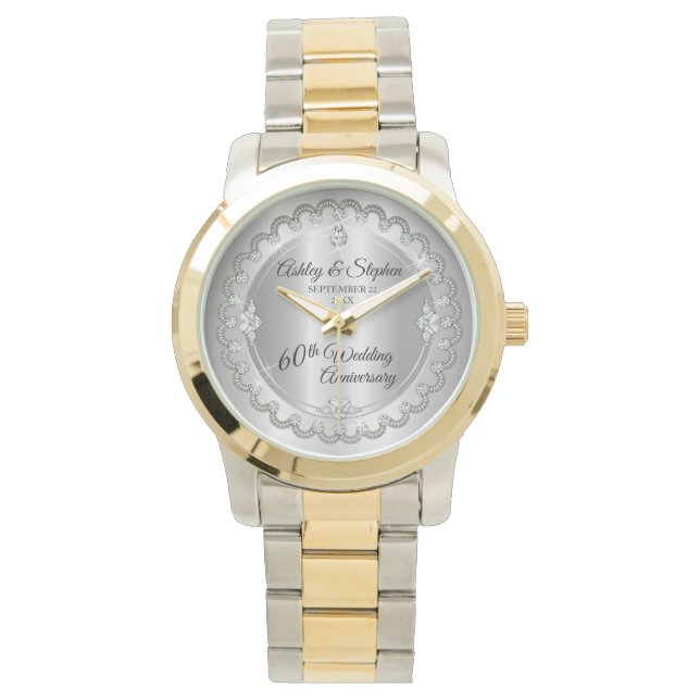 Elegant Diamond Jubilee 60th Wedding Anniversary Watch (Front)