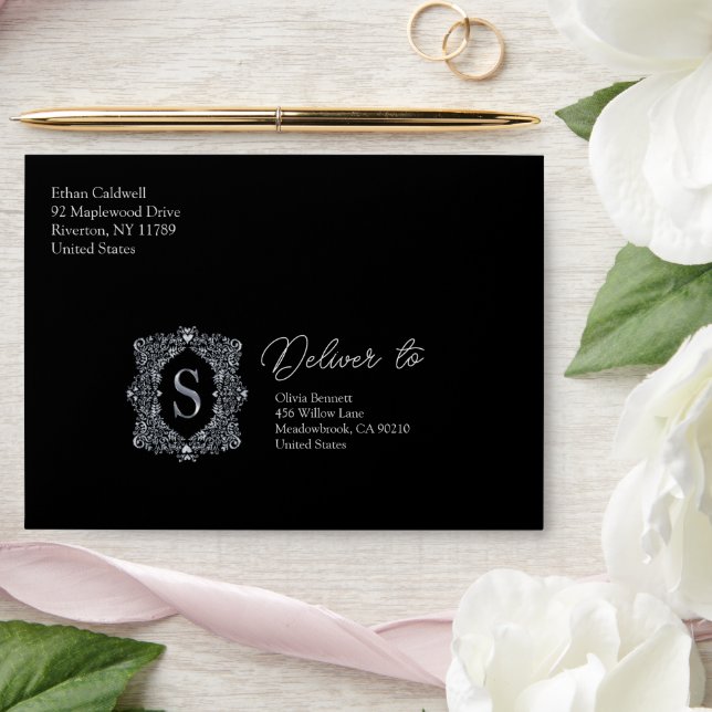 Elegant Diamond Letter S Envelope (Wedding)