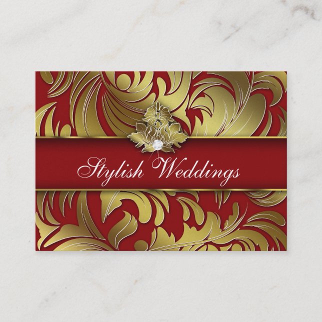 Elegant Diamond Logo Red Gold Jumbo 2 Business Card (Front)