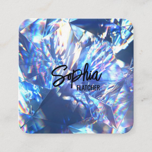 Elegant diamond modern minimalist black square square business card (Front)