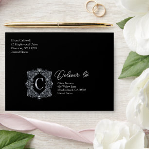 Elegant Diamond Monogram Letter C Envelope