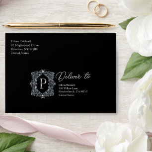 Elegant Diamond Monogram Letter P Envelope