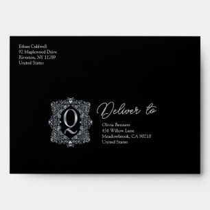 Elegant Diamond Monogram Q Envelope