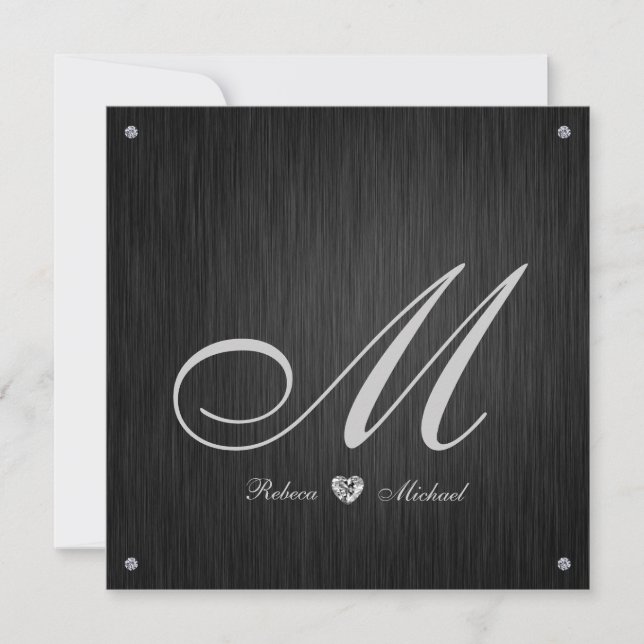 Elegant Diamond Monogram Wedding Invitation (Front)