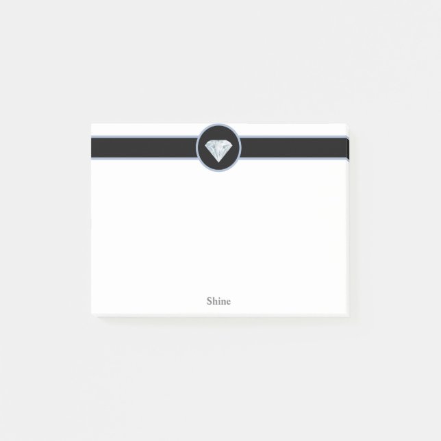 Elegant diamond on black and white post-it notes (Front)