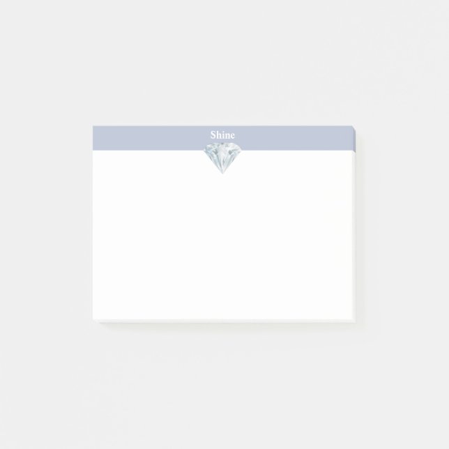 Elegant diamond on periwinkle and white post-it notes (Front)