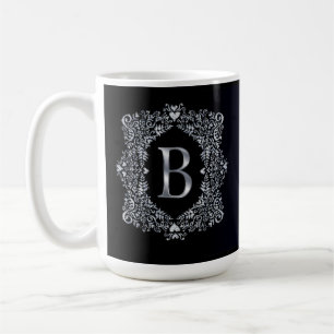 Elegant Diamond Ornate Frame Initial B Coffee Mug