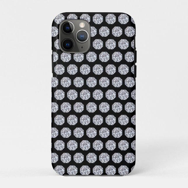 Elegant Diamond pattern on black Case-Mate iPhone Case (Back)