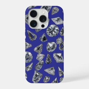 Elegant Diamond Pattern on Blue Background iPhone 15 Pro Case