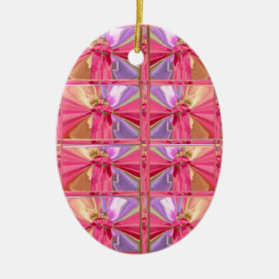 Elegant Diamond Pattern Rose Pink Smile Happy Show Ceramic Tree Decoration
