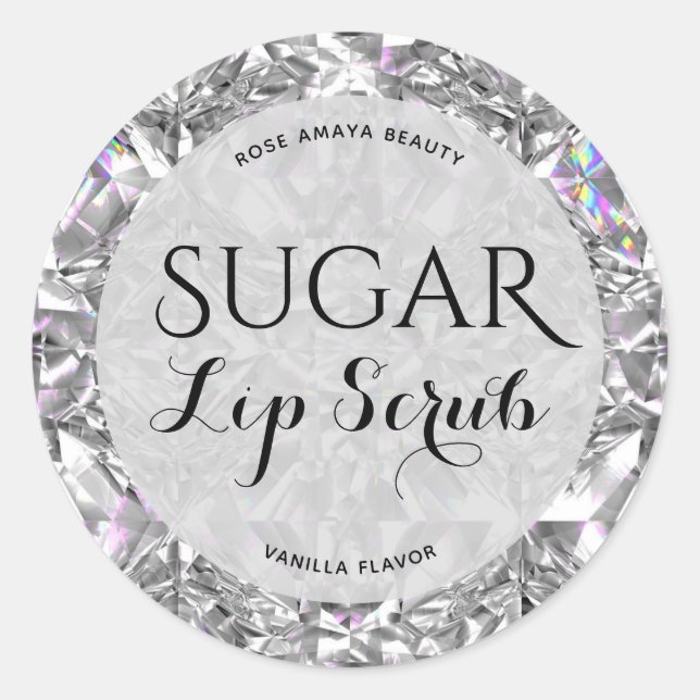 Elegant Diamond Pattern Sugar Lip Scrub Label (Front)