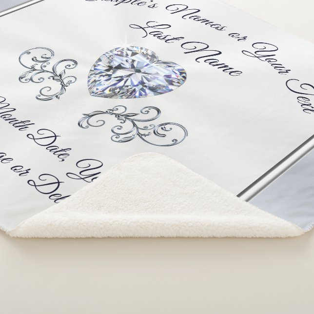 Elegant Diamond Personalised Wedding Throw Blanket (3/4)