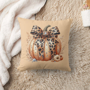 elegant diamond pumpkin with leopard tie cushion