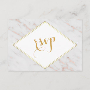 Elegant Diamond Rose Gold Marble RSVP Card