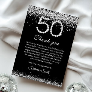 Elegant Diamonds 50th Birthday Thank you Card
