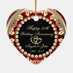 Elegant Diamonds 50th Wedding Anniversary Ceramic Ornament