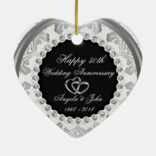 Elegant Diamonds 50th Wedding Anniversary Ceramic Ornament