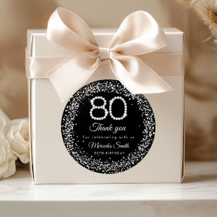 Elegant Diamonds 80th Birthday Thank you Sticker