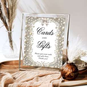 Elegant Diamonds and Pearls Bow Cards and Gifts Poster