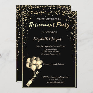 Elegant Diamonds Frame, Ballons, Retirement Party Invitation