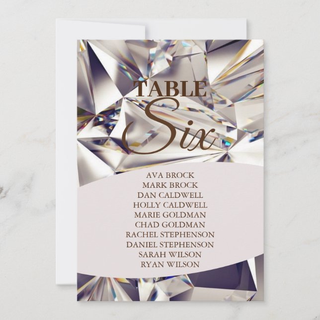 Elegant Diamonds Holo Table 6 Six Seating Chart Invitation (Front)