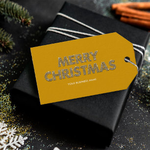 Elegant Diamonds Merry Christmas Yellow Business Gift Tags
