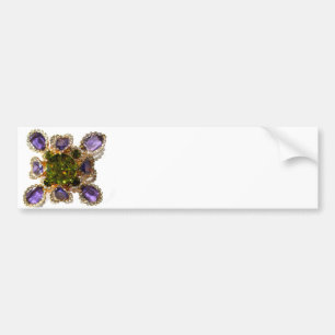 Elegant diamonds purple green gemstones bumper sticker