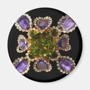 Elegant diamonds purple green gemstones magnet
