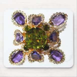 Elegant diamonds purple green gemstones mouse pad