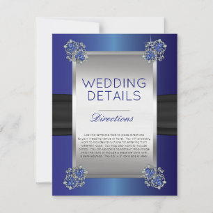 Elegant Diamonds Sapphire Wedding Details Insert Invitation