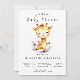Elegant Digital Giraffe Baby Shower Invitation