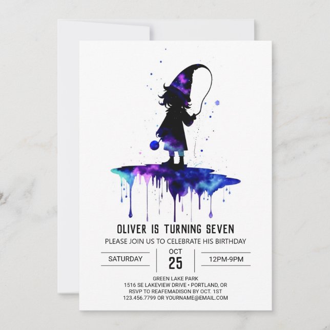 Elegant Digital Magical Birthday Invitation (Front)