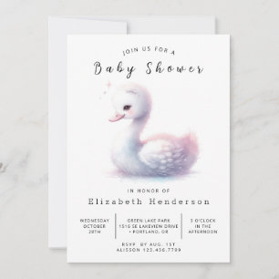 Elegant Digital Swan Baby Shower Invitation