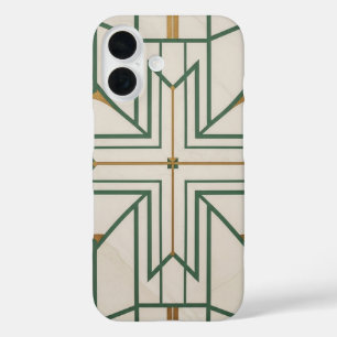 Elegant Dill Green Geometric iPhone 16 Case   Crea
