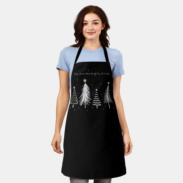 Elegant Dining, Christmas Black and White Apron (Worn)