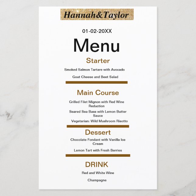 Elegant dinner party menu template (Front)