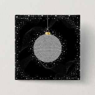 Elegant Disco Ball Christmas Ornament 15 Cm Square Badge