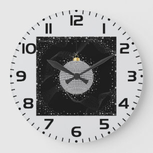 Elegant Disco Ball Christmas Ornament Large Clock