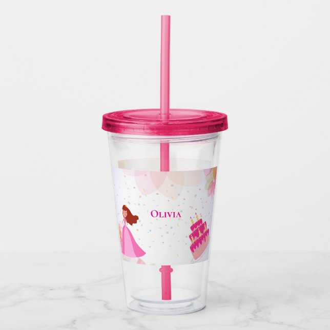 Elegant Disney princess birthday Acrylic Tumbler (Front)