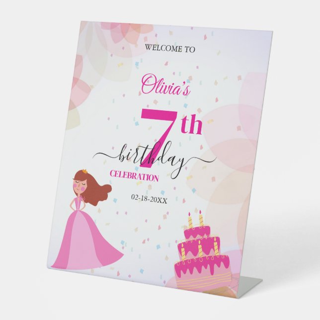 Elegant Disney princess birthday Pedestal Sign (Front)