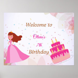 Elegant Disney princess birthday welcome sign