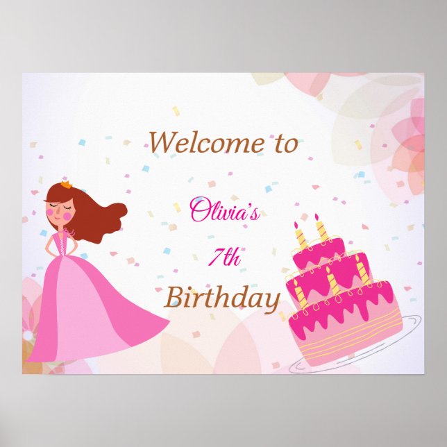 Elegant Disney princess birthday welcome sign (Front)