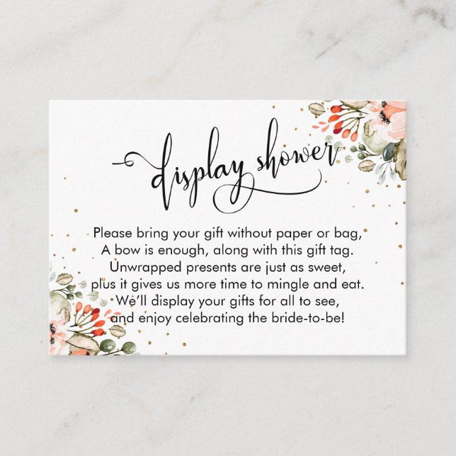 Elegant Display Bridal Shower Floral Confetti Enclosure Card (Front)