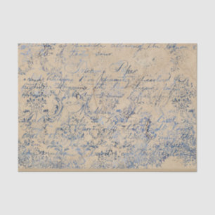 Elegant Distressed Blue Damask Tissue Paper
