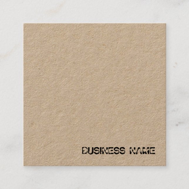 Elegant Distressed Text Classic Real Kraft Paper Square Business Card (Front)