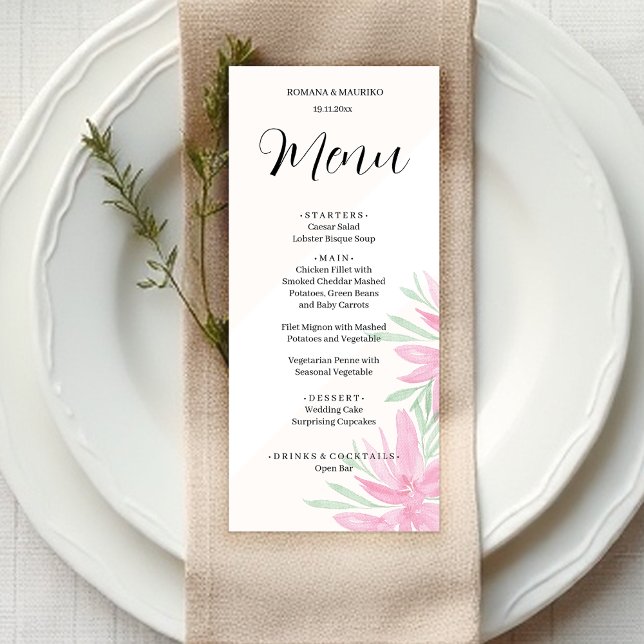 Elegant Divine Floral Watercolor Hand-painted Menu (Creator Uploaded)