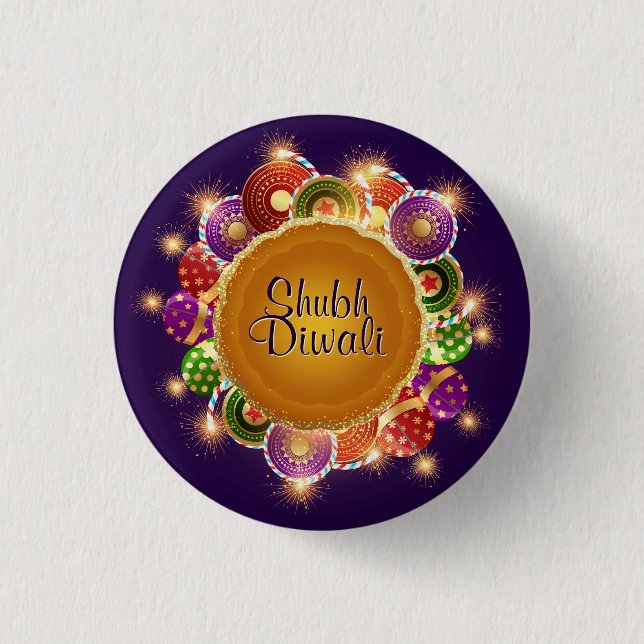 Elegant Diwali Colourful Fireworks 3 Cm Round Badge (Front)